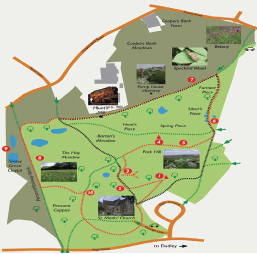 Figure 1. The two-mile Action Heart ‘Walking for Life’ route, which is around the Barrow Hill Nature Reserve in Dudley adjacent to Russells Hall Hospital