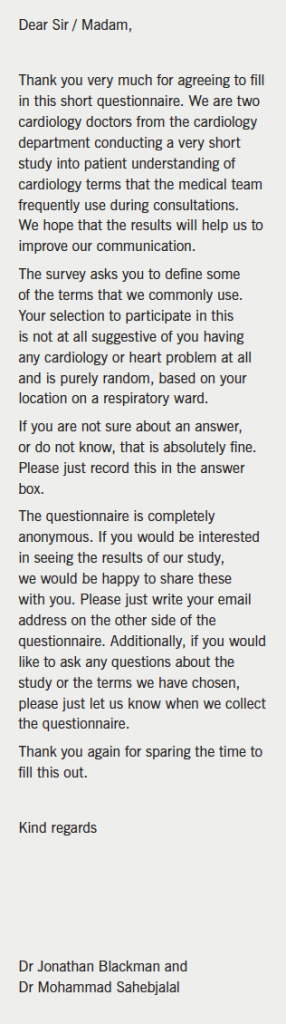 Appendix 1. Patient information sheet