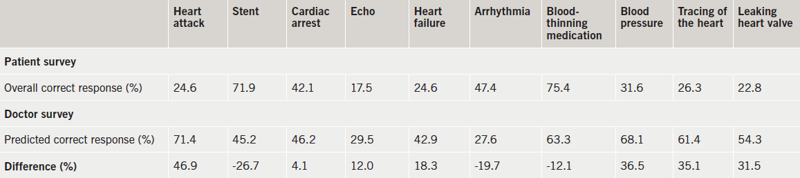 Table 3. Summary of patient questionnaire responses