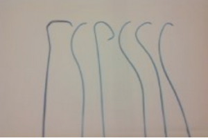 Figure 2. Standard 5.2 French diagnostic catheters used during native coronary and graft angiography. From left to right: TIG, Judkins right 4.0 (modified) catheter, Judkins left 4.0 catheter, right coronary bypass catheter, left bypass catheter and internal mammary (IM)