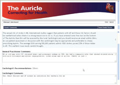 Figure 1. The CHADS2 page from ‘The Auricle’ including cardiologist’s notes