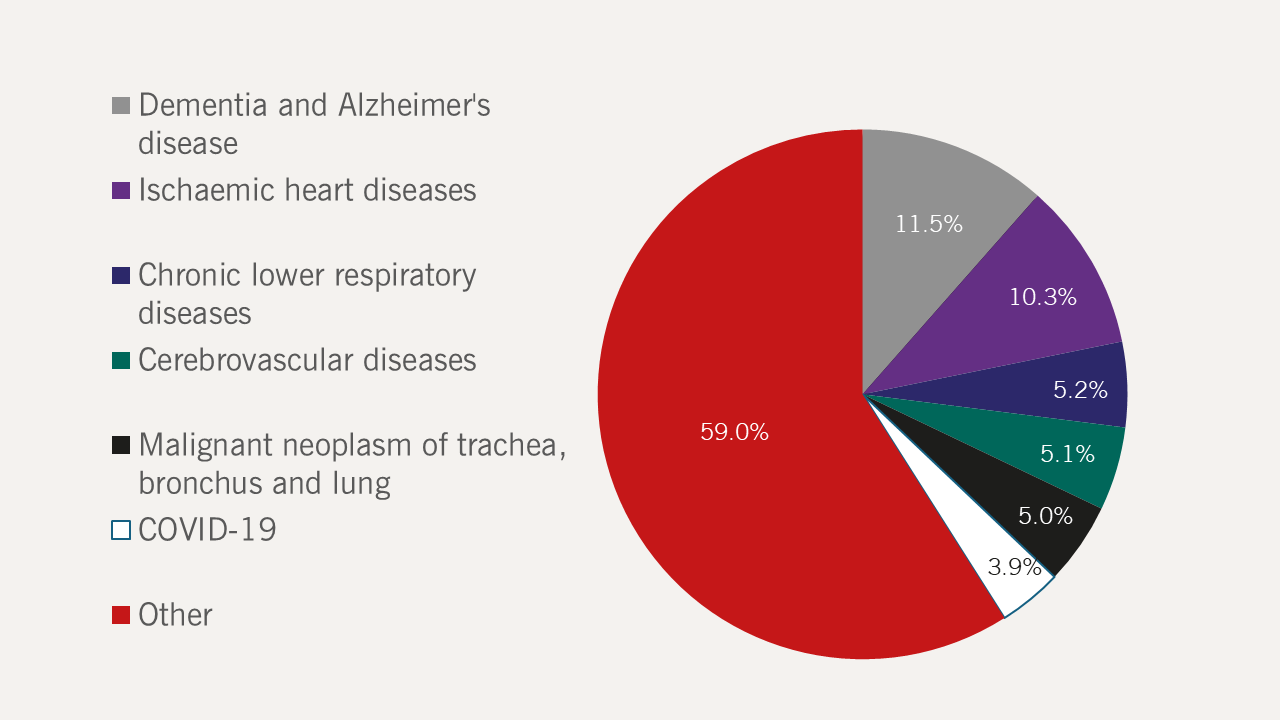 Heart failure module 1 - Figure 3. Causes of adult deaths in England and Wales in 2022